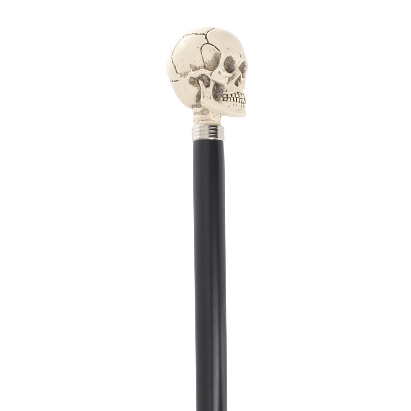 Faux Ivory Skull Beech-Wood Black Walking Cane