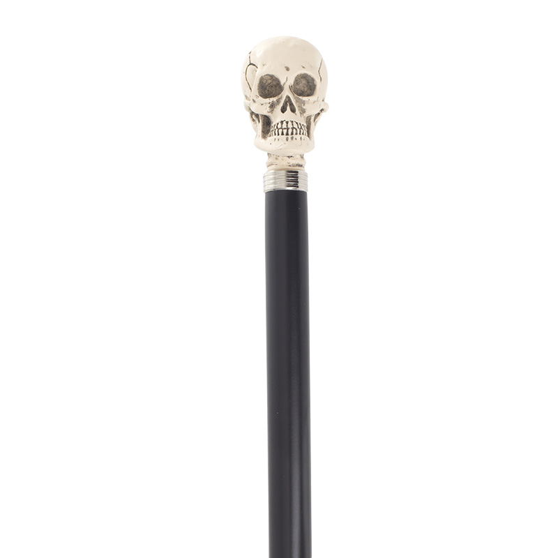 Faux Ivory Skull Beech-Wood Black Walking Cane