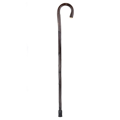 Ladies' Chestnut Crook Walking Stick with Edelweiss Carving