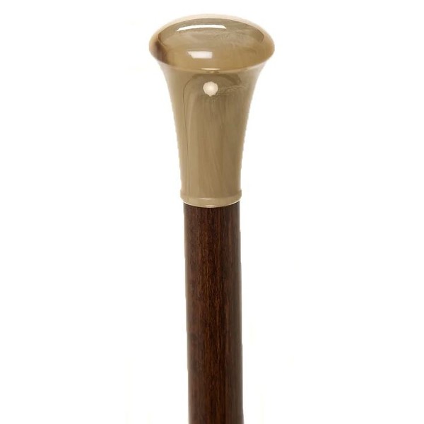 Brown Beechwood Cane with Imitation Horn Handle