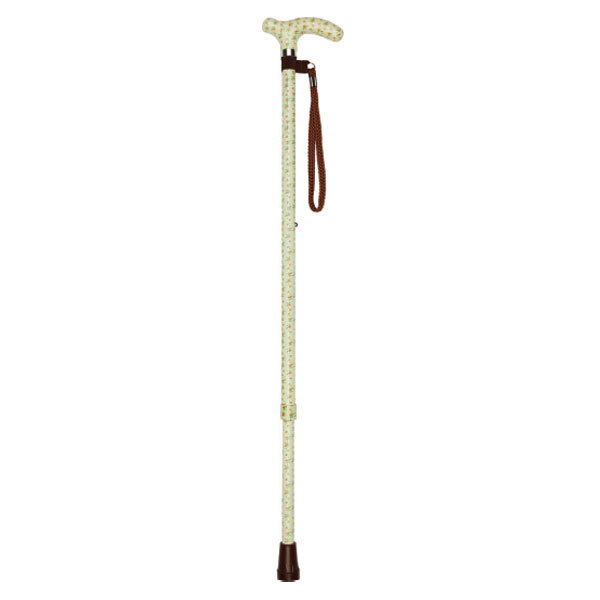 Ziggy Petite Handle Adjustable Walking Stick with Red Flower Pattern