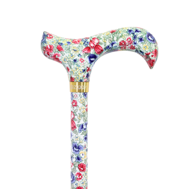 Adjustable Floral Patterned Derby Handle Walking Stick