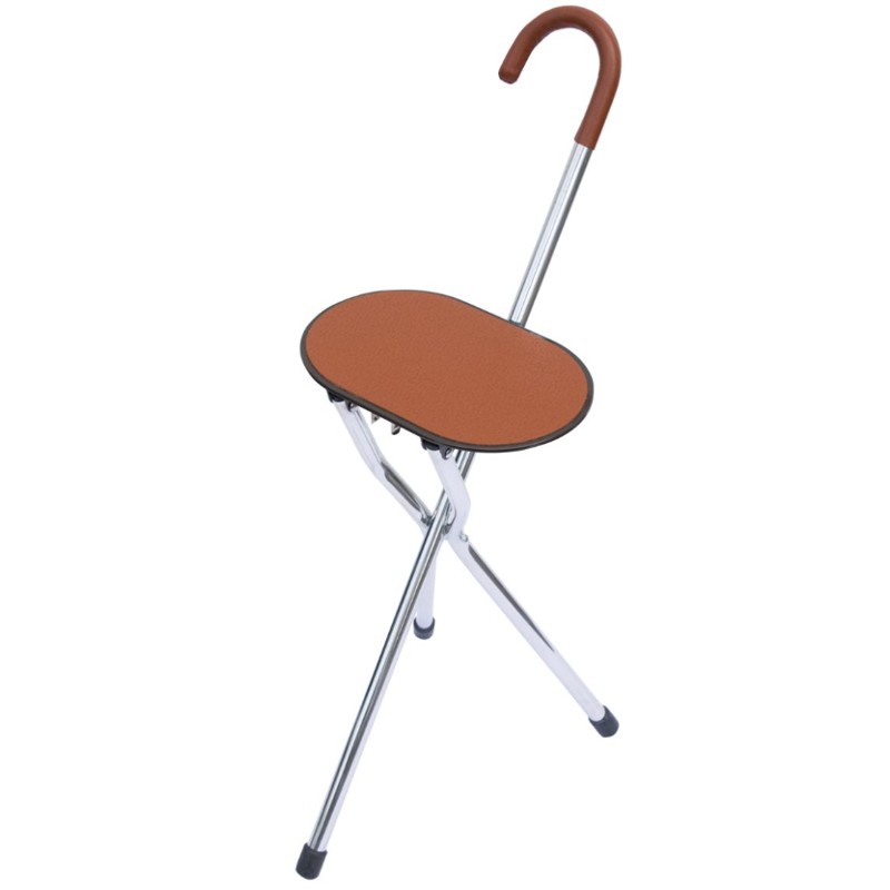 Premium Leather Tripod Folding Seat Stick