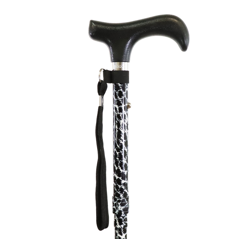 Mini Height-Adjustable Folding Zebra Print Walking Stick