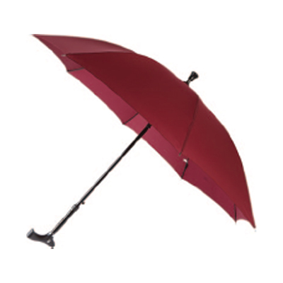 Crutch-Handle Adjustable Walking Stick Umbrella (Rich Burgundy)