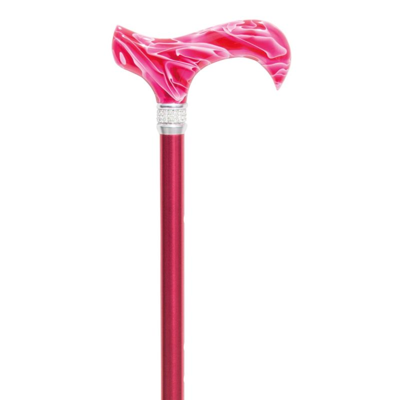 Mayfair Derby Pink Adjustable Walking Stick with Crystal Collar