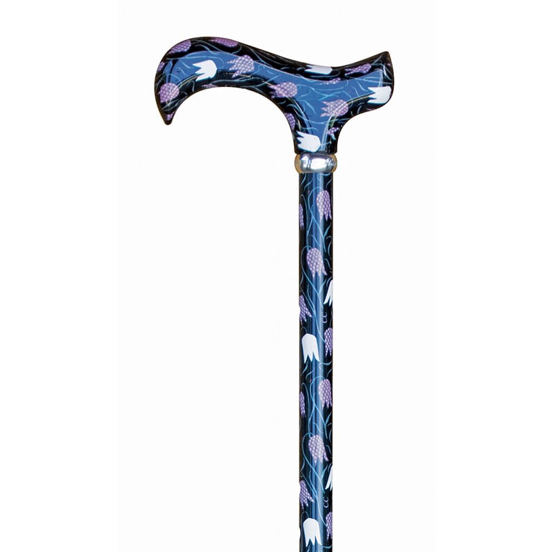 Adjustable Derby Walking Stick with Snakeshead Fritillaries Pattern