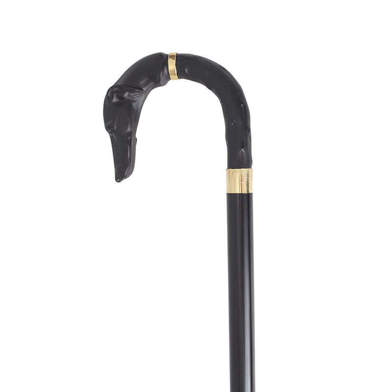 Black Greyhound Handle Crook Walking Stick