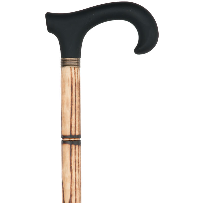 Black Soft-Touch Derby Handle Wooden Walking Stick