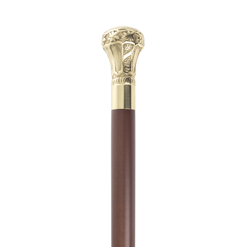 Boxwood Collectors' Crown Brass Handle Walking Stick