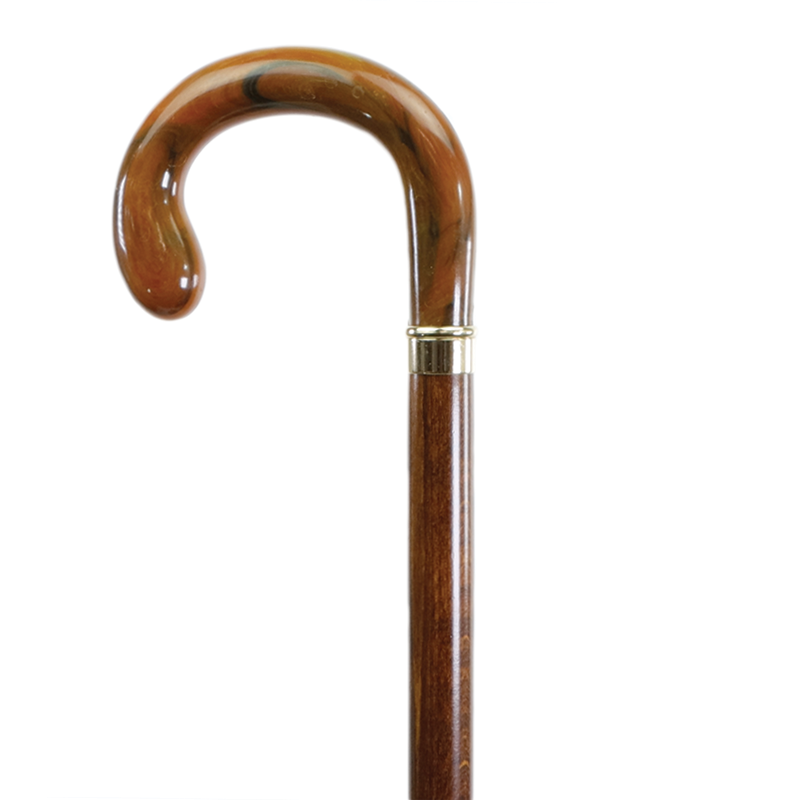 Brown Marble-Effect Walking Cane with Crook Handle