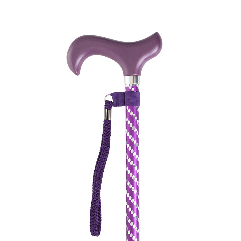 Height-Adjustable Sassy Purple Engraved Derby Walking Stick