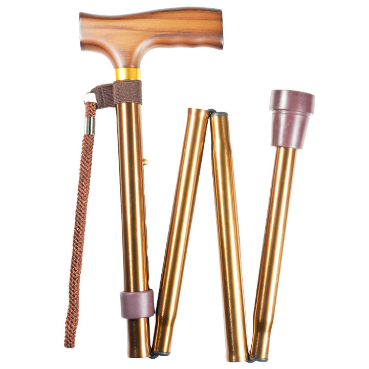 HeightAdjustable Folding Copper Crutch Handle Walking Stick