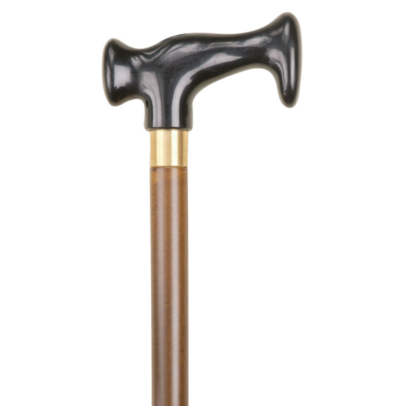 Black Escort Crutch Handle Wooden Walking Stick WalkingSticks.co.uk