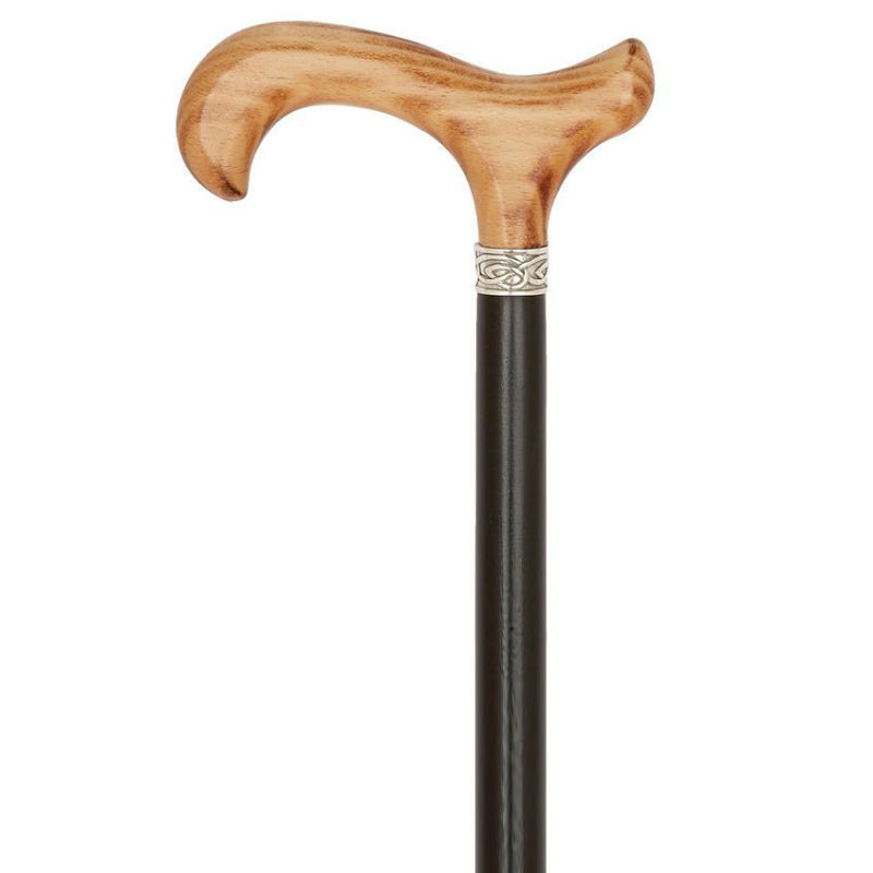 Black Derby Handle Wooden Walking Stick with Celtic Collar