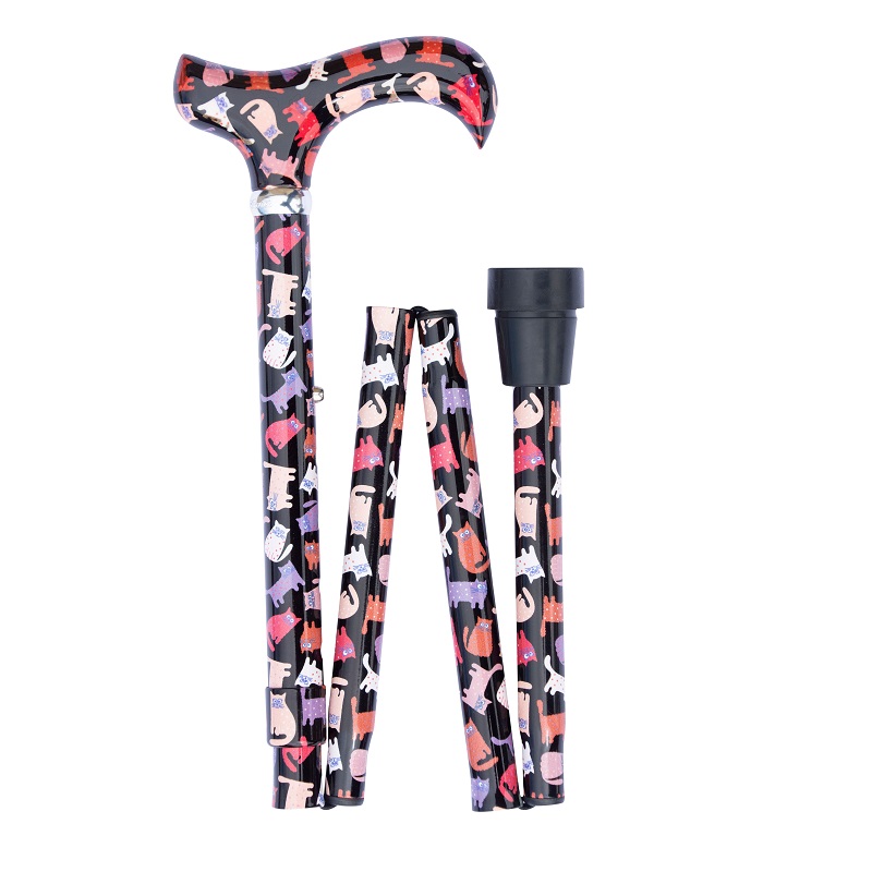 Crazy Cats Animal Friends Derby Adjustable Folding Walking Stick