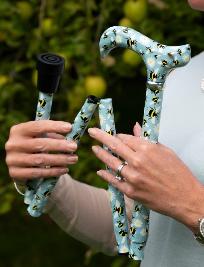 Bees Pattern Folding Walking Stick - WalkingSticks.co.uk