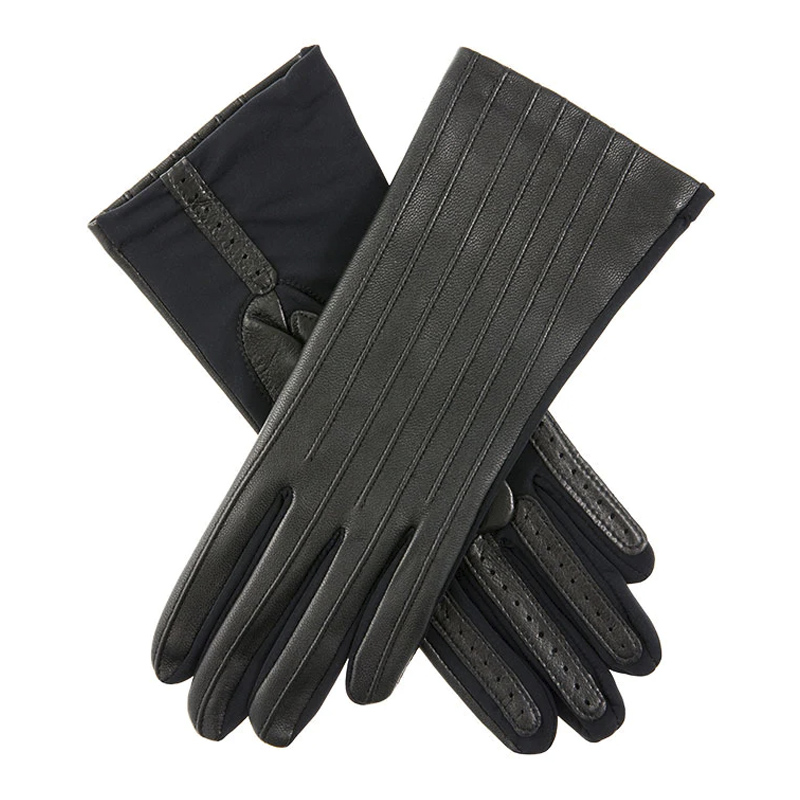 Dents Olivia Women's Black Leather and Elastane Gloves