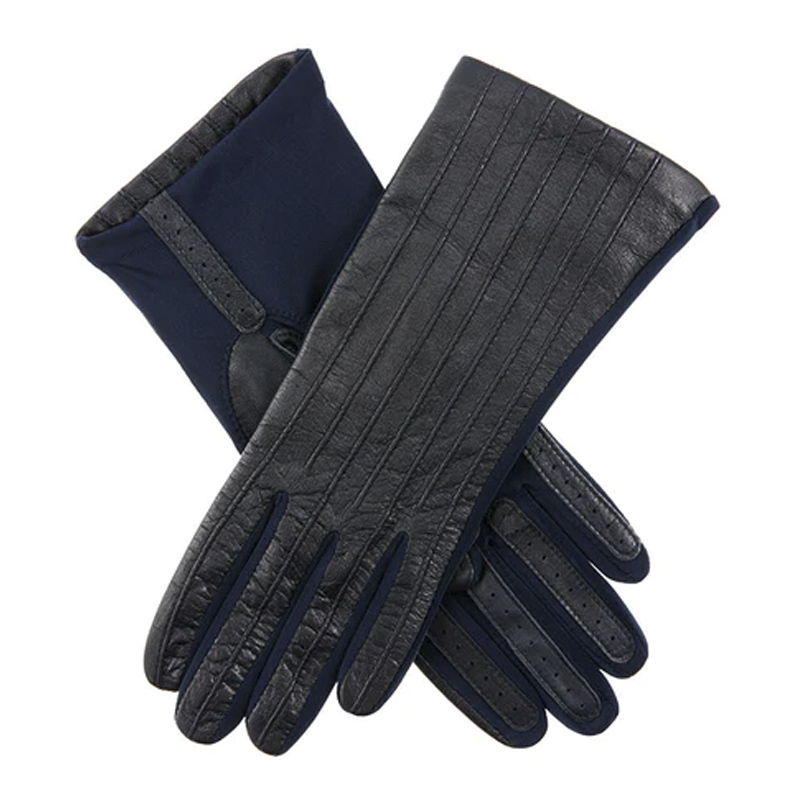 Dents Olivia Women's Navy Leather and Elastane Gloves