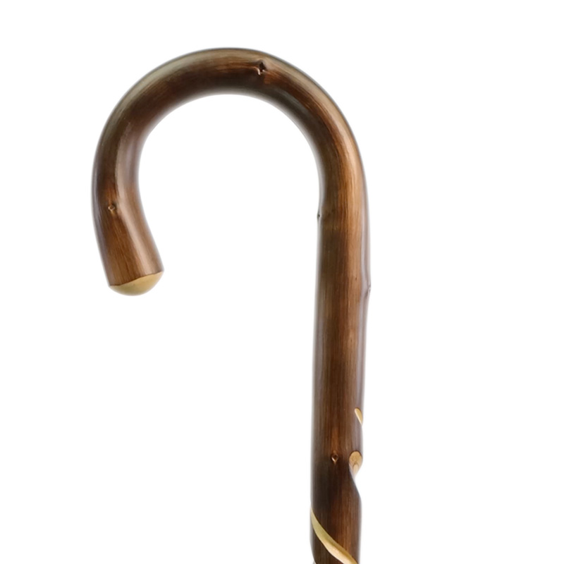 Elegant Chestnut Spiral Crook Handle Walking Stick