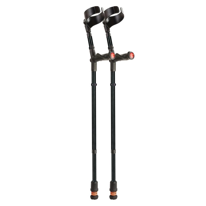 Flexyfoot Black Closed-Cuff Comfort-Grip Double-Adjustable Crutches (Pair)