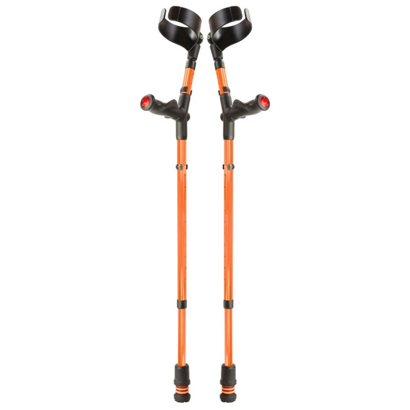 Flexyfoot Comfort Grip Double Adjustable Orange Crutches (Pair)
