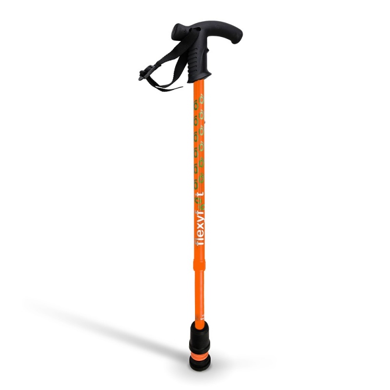 Flexyfoot Soft Derby Handle Orange Telescopic Walking Stick