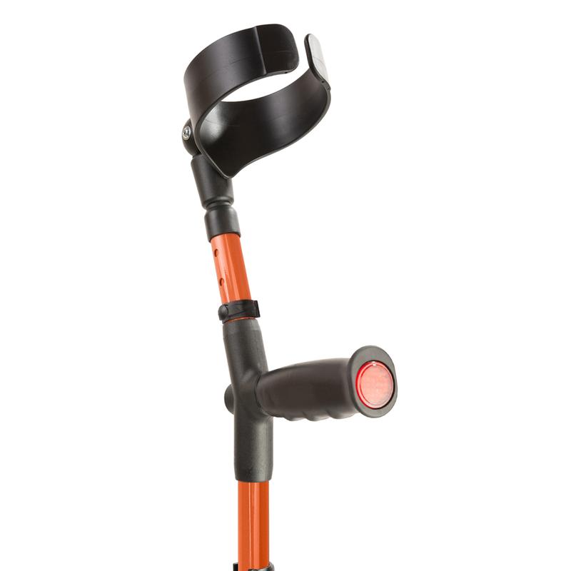 Upper Clip System of the Flexyfoot Standard Soft Grip Handle Closed Cuff Orange Crutches (Pair)
