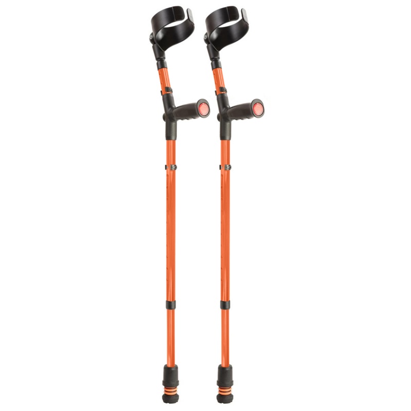 Flexyfoot Standard Soft Grip Handle Closed Cuff Orange Crutches (Pair)