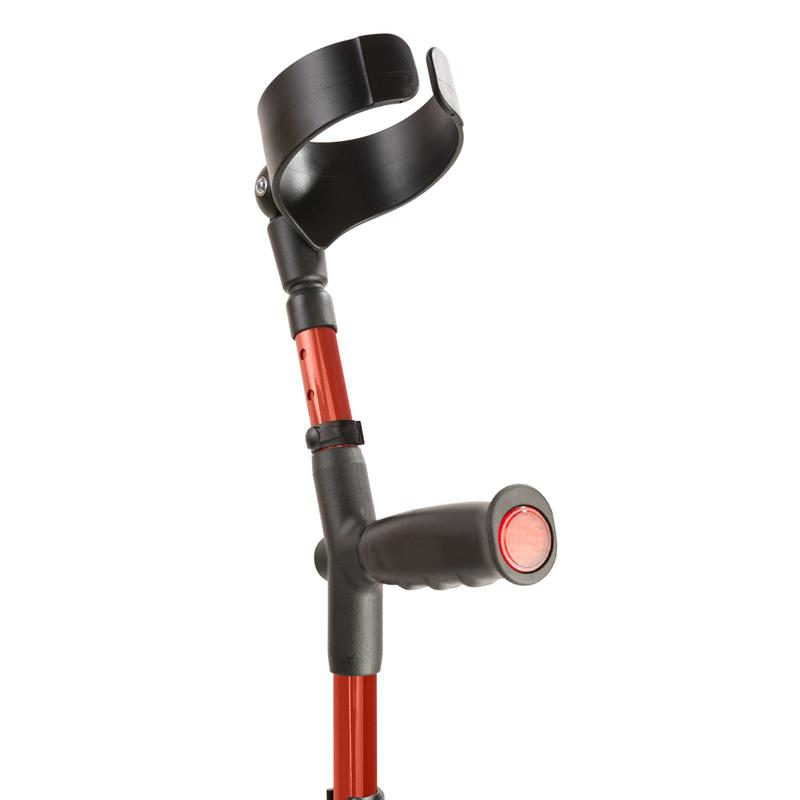 Upper Clip System of the Flexyfoot Standard Soft Grip Handle Closed Cuff Red Crutch