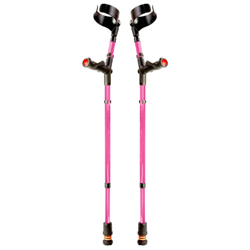 Flexyfoot Pink Anatomic Comfort-Grip Double-Adjustable Crutches (Pair)