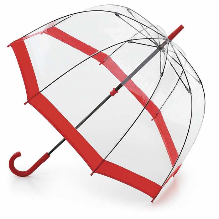 Fulton Birdcage Clear Dome Umbrella (Red)