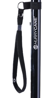 The HurryCane Walking Stick features an attached wrist strap The HurryCane Walking Stick features an attached wrist strap