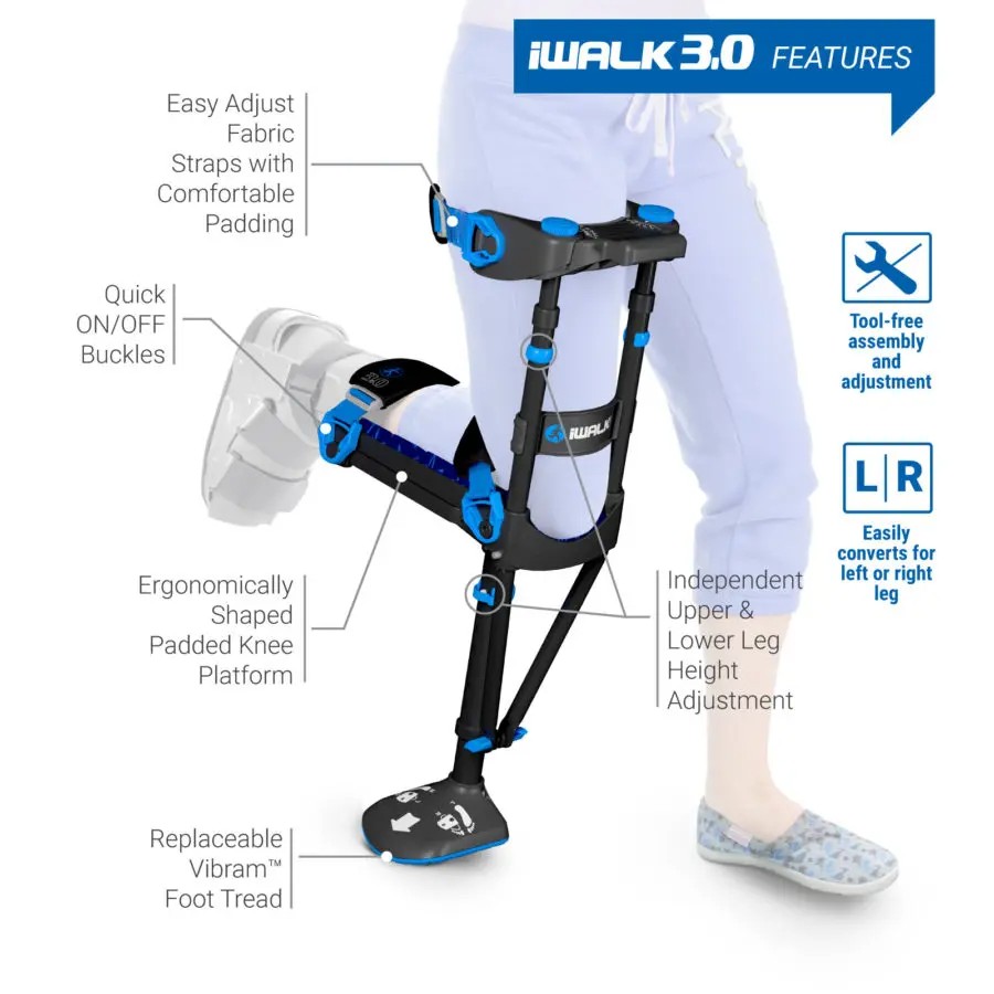 iWALK 3.0 Hands Free Crutch for Leg - WalkingSticks.co.uk