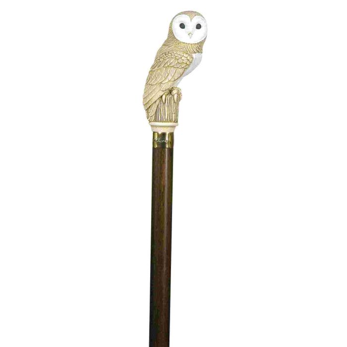 Imitation Ivory Barn Owl Hardwood Cane