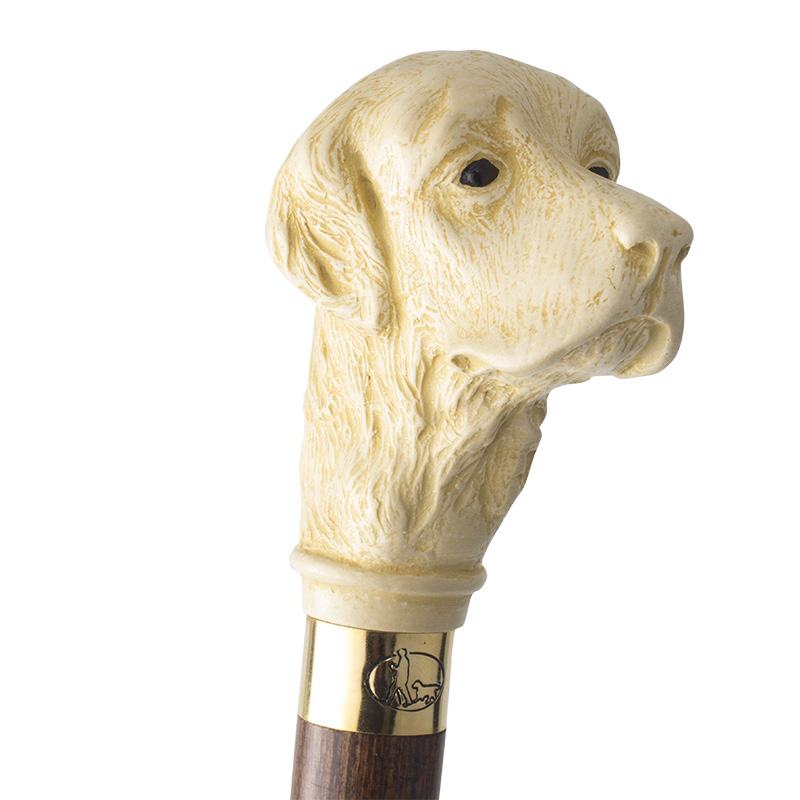 Imitation Ivory Golden Retriever Hardwood Cane