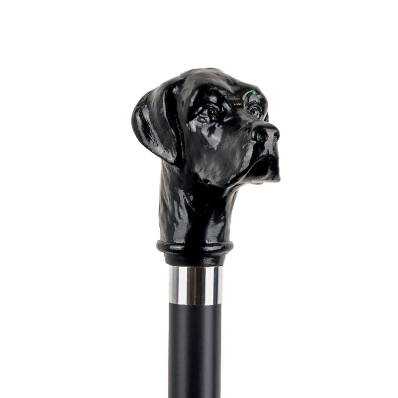 Labrador Retriever Black Beech Wood Cane WalkingSticks.co.uk