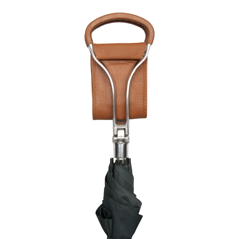 Green Walking Stick Umbrella with Leather Seat Handle