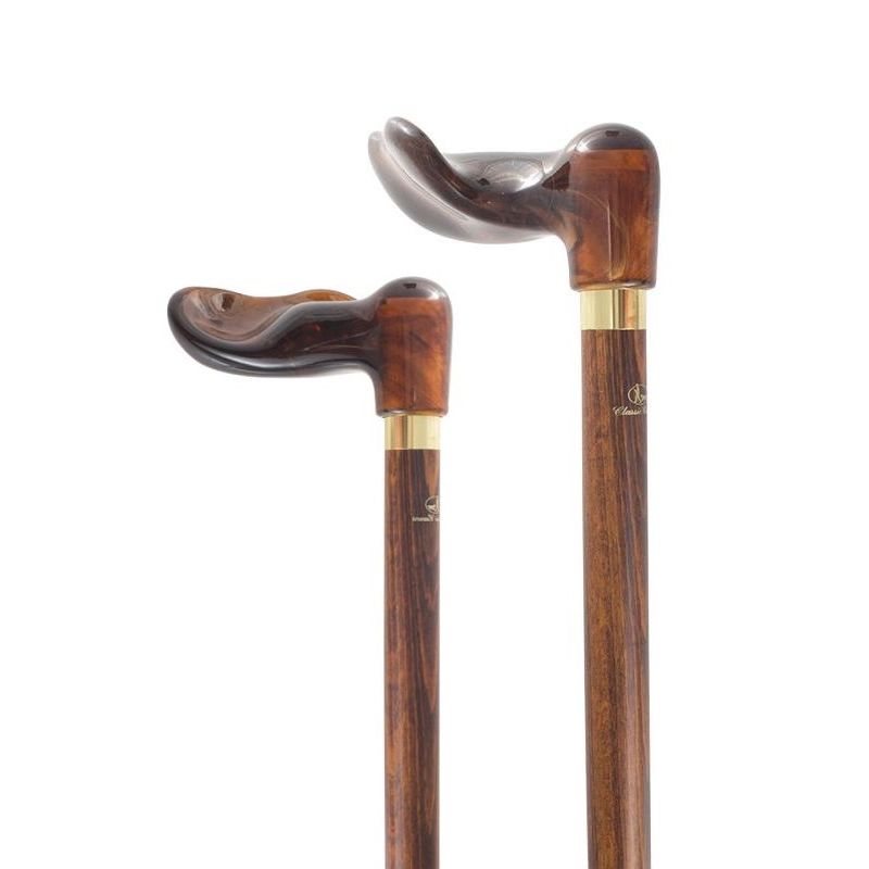 Right-Handed Dark Hardwood Orthopaedic Amber Fischer Walking Stick