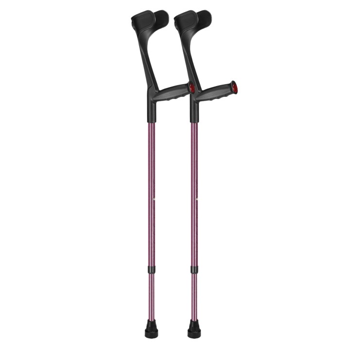 Ossenberg Open-Cuff Soft-Grip Adjustable Aubergine Crutches (Pair)
