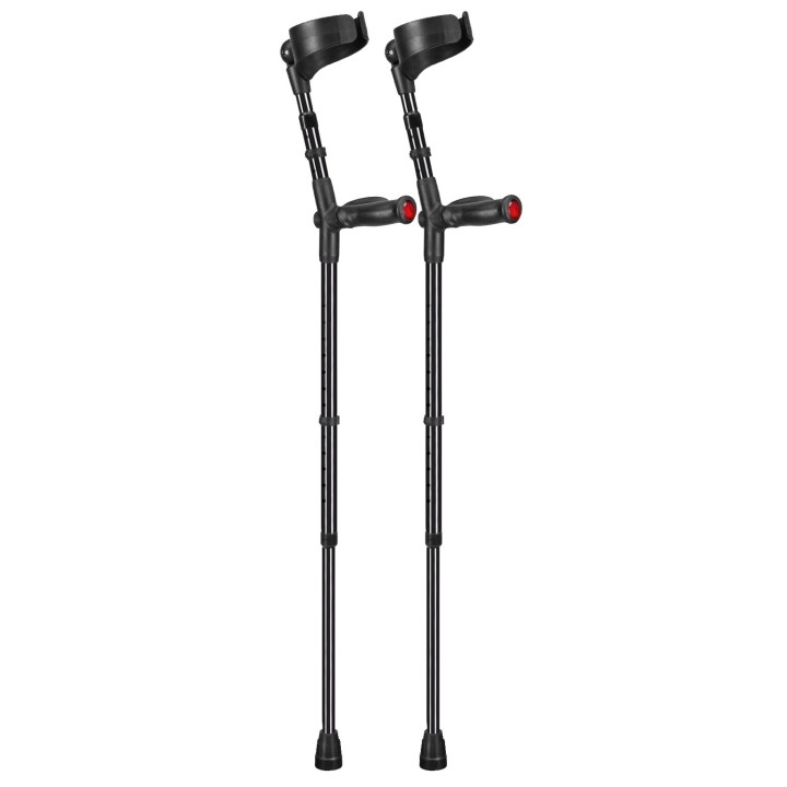 Ossenberg Closed-Cuff Comfort-Grip Double-Adjustable Black Crutches (Pair)