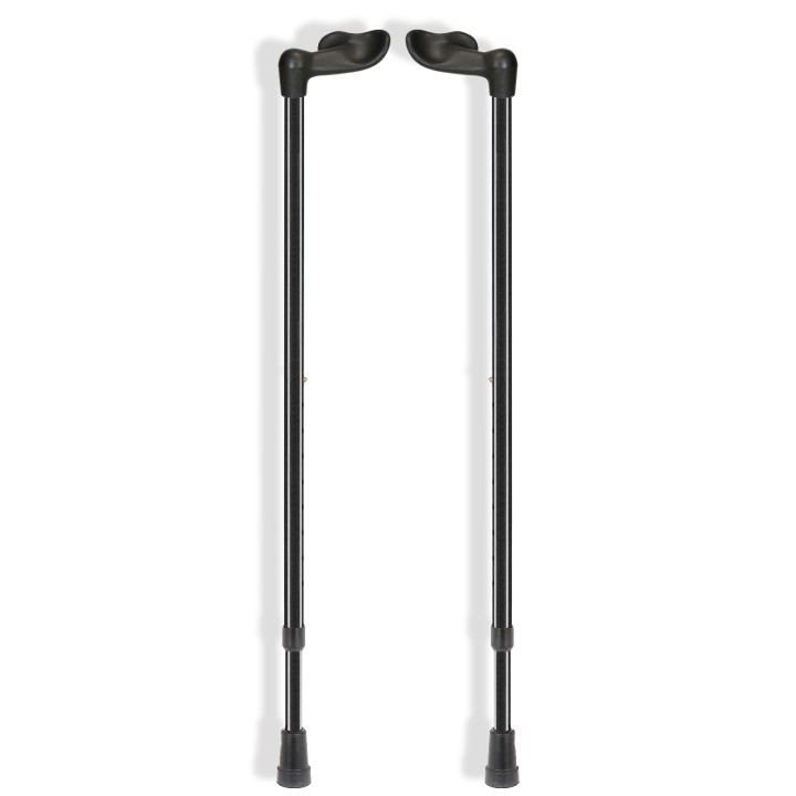 Ossenberg Comfort-Grip Fischer Handle Adjustable Black Walking Sticks (Pair)