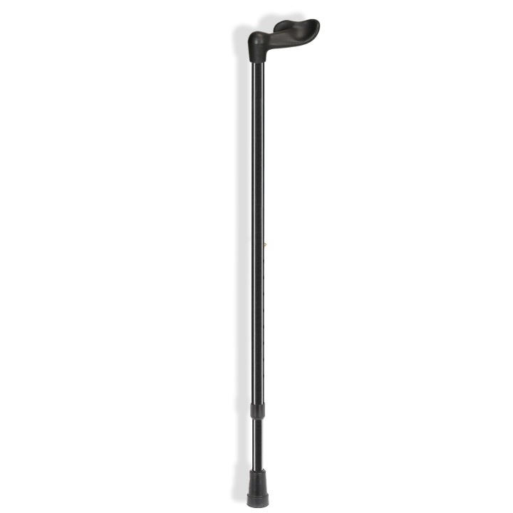 Ossenberg Comfort-Grip Fischer Handle Adjustable Black Walking Stick (Left Hand)