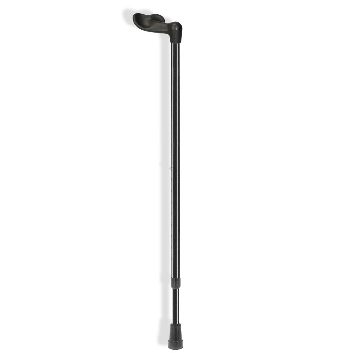 Ossenberg Comfort-Grip Fischer Handle Adjustable Black Walking Stick (Right Hand)