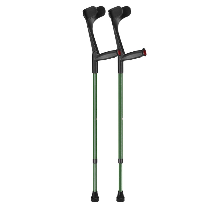 Ossenberg Open-Cuff Soft-Grip Adjustable British Racing Green Crutches (Pair)