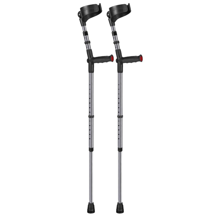Ossenberg Closed-Cuff Soft-Grip Double-Adjustable Grey Crutches (Pair)