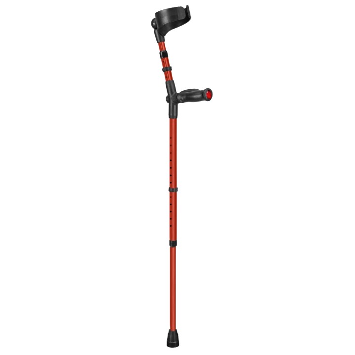 Ossenberg Closed-Cuff Comfort-Grip Double-Adjustable Red Crutch (Right Hand)