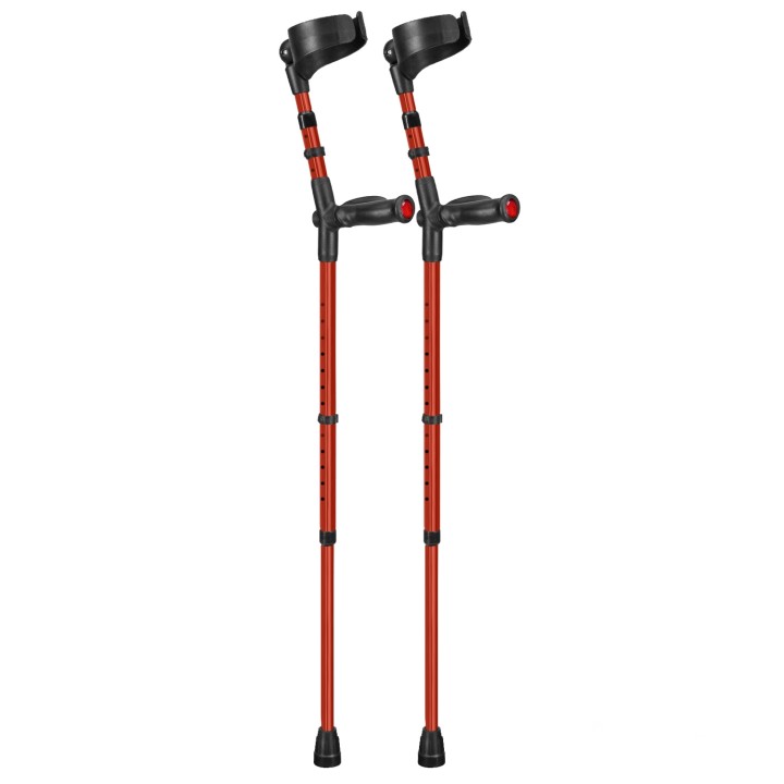 Ossenberg Closed-Cuff Comfort-Grip Double-Adjustable Red Crutches (Pair)