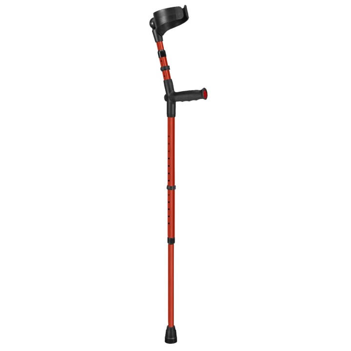 Ossenberg Closed-Cuff Soft-Grip Double-Adjustable Red Crutch