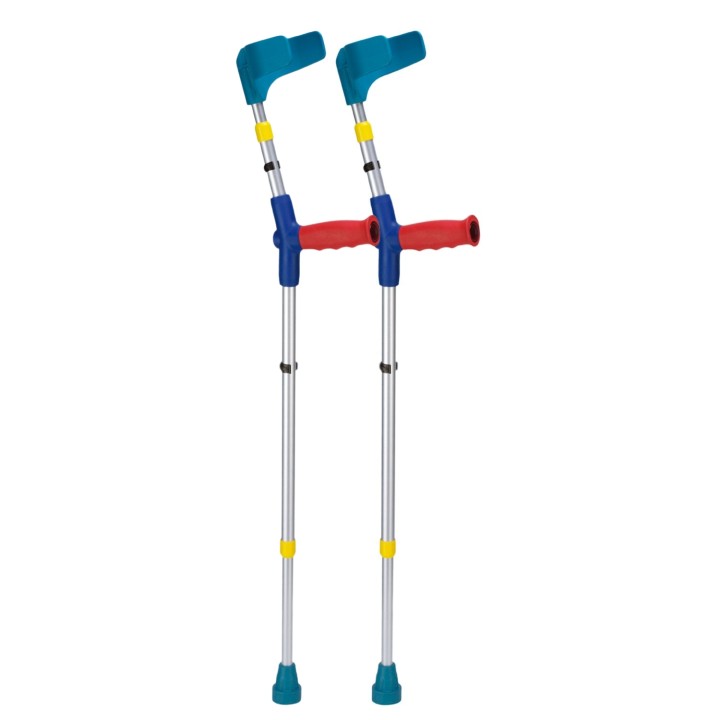 Ossenberg Open-Cuff  Soft-Grip Double-Adjustable Red Junior Crutches (Pair)